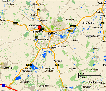 Map of Bedford area